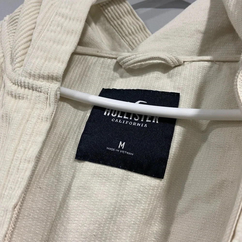 Hooded corduroy light zip up